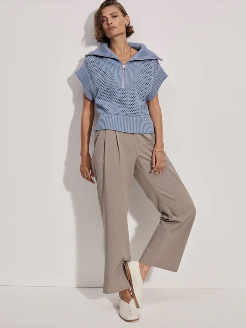 VARLEY tacoma wide leg straight pleat pant in cinder Small
